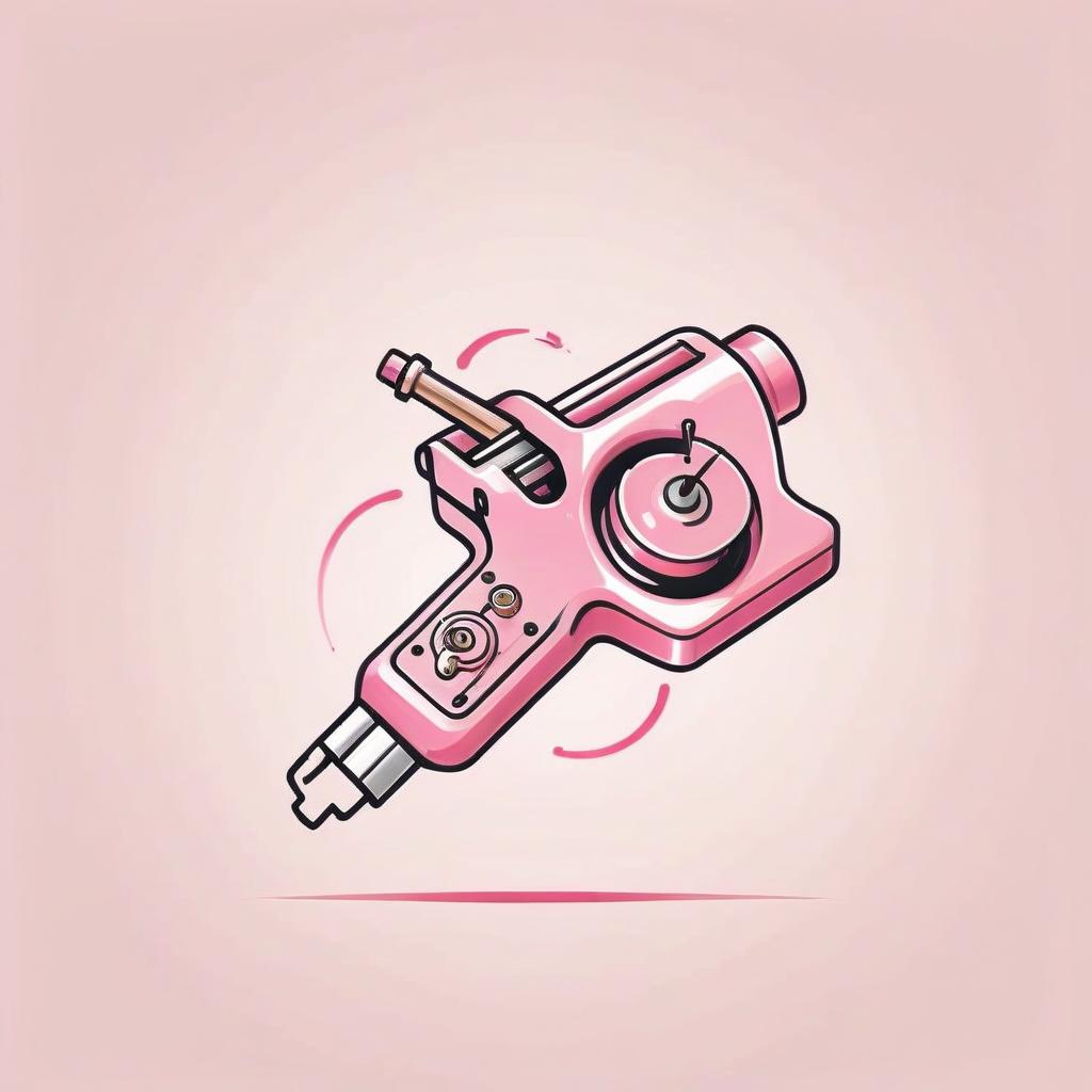  minimalist style draw a rotary pink tattoo machine . simple, clean, uncluttered, modern, elegant, logo