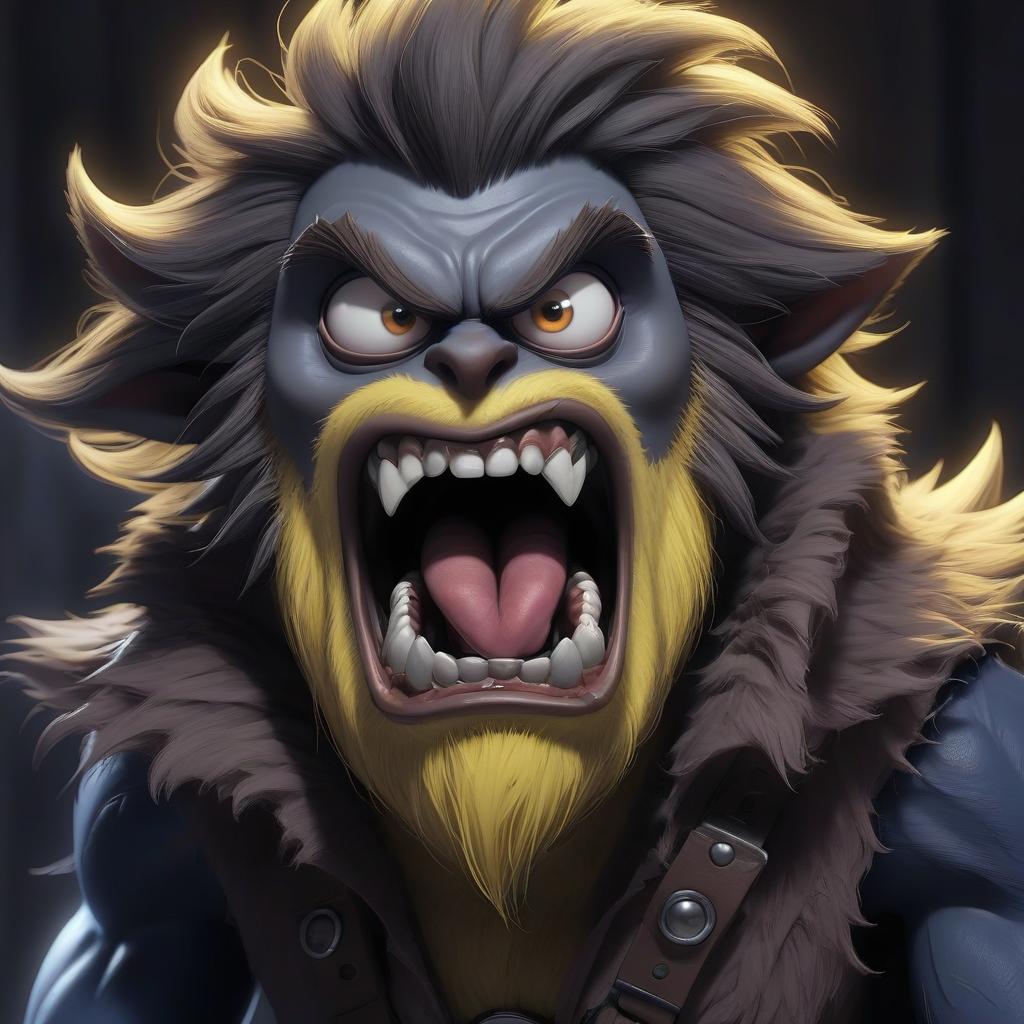  anime artwork minion became a werewolf . anime style, key visual, vibrant, studio anime, highly detailed