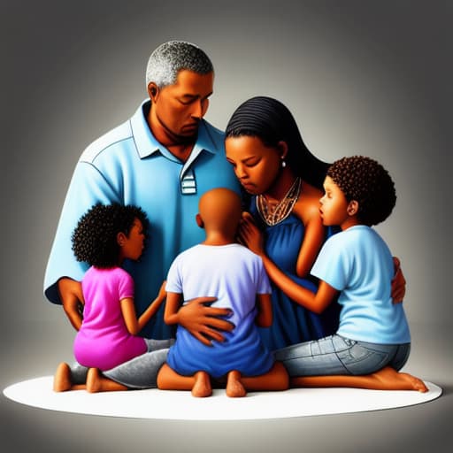  create a Airbrushed Hyperrealistic Glossy Beautiful African American family Praying together