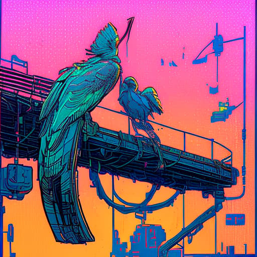 nvinkpunk stork, vintage, pixelated, scanlines, halftone, by paul robertson, henk nieborg, valenberg, octavi navarro, mark ferrari