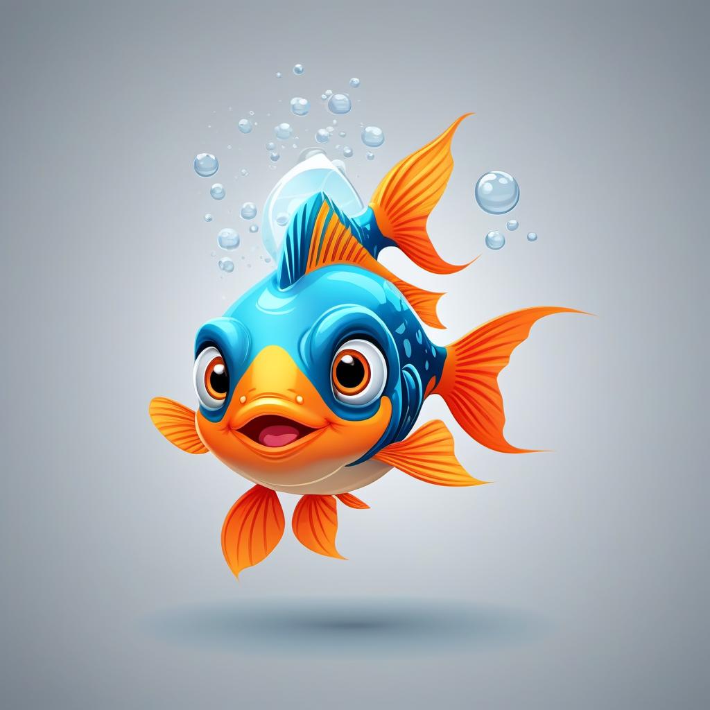  Cute cartoon Goldfish in an aquarium bright dynamic picture in the style of courtoon fantasy digital animation drawing details realistically