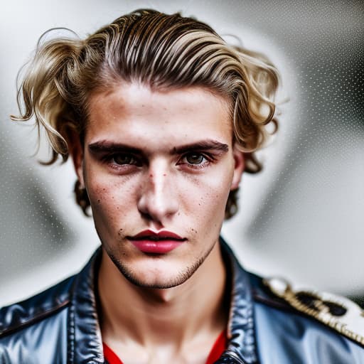 portrait+ style Russian LGBT queer fashion model blonde hunk dude face