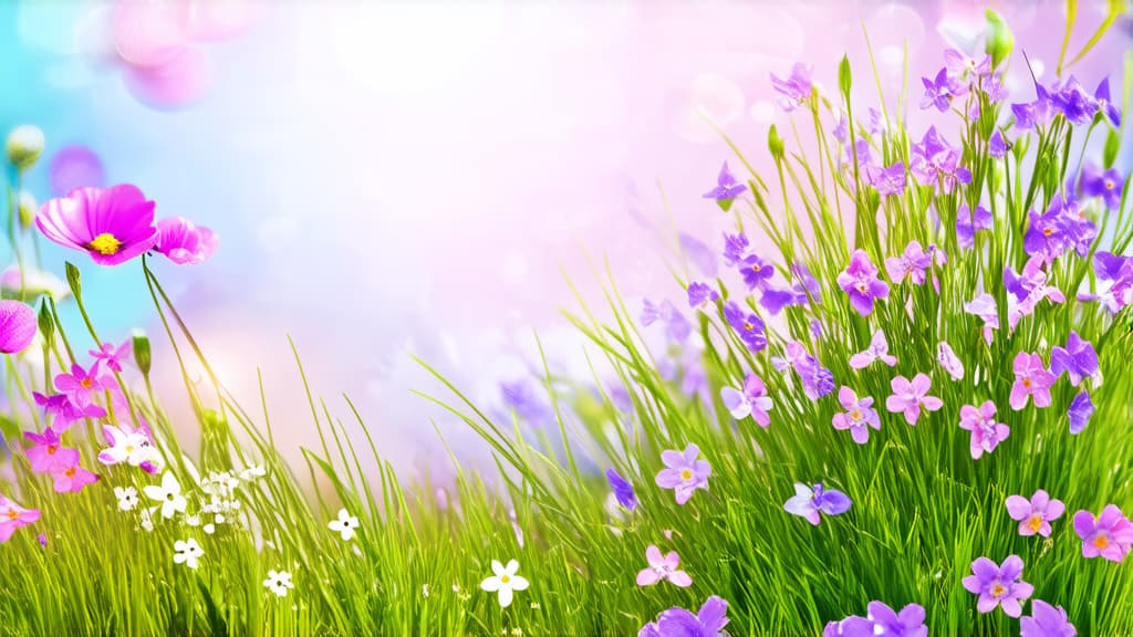  beautiful light background for a greeting card with delicate spring flowers ar 16:9 {prompt}, maximum details