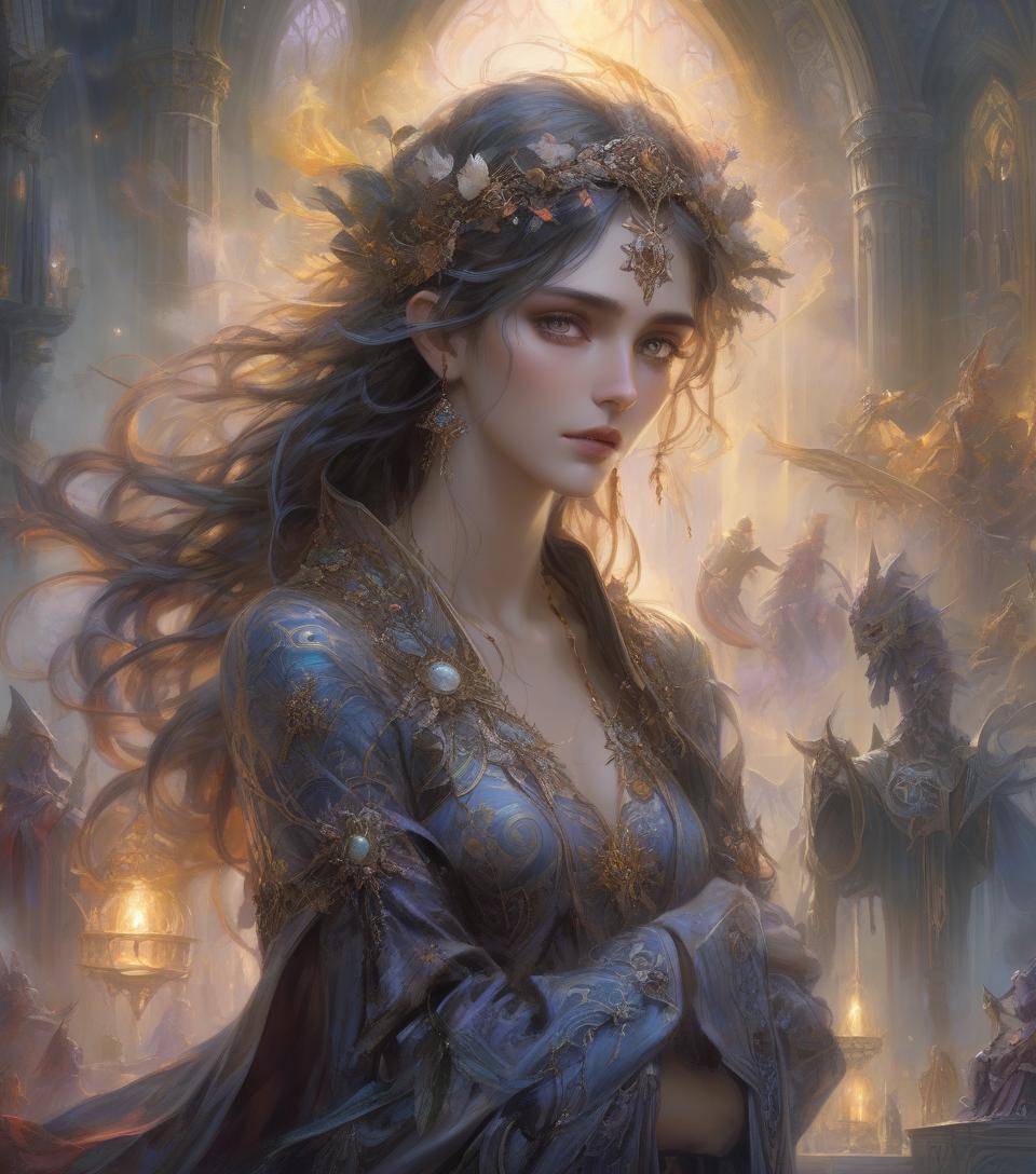  role playing game (rpg) style fantasy heaven official's blessing lithography, detailed, gothic, or intricate fantasy ambiance, ernst lockwood, royo, mannerism, magical portrait, dynamic movement, twilight, . detailed, vibrant, immersive, reminiscent of high fantasy rpg games