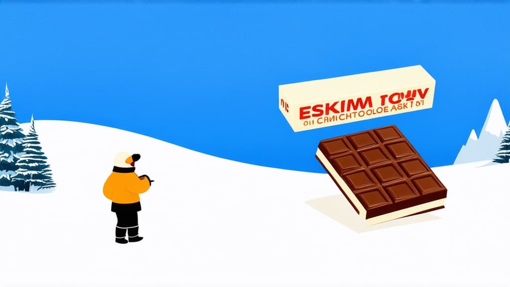  flat illustration, flaticon, (illustration:1.15), eskimo chocolate on a white background ar 16:9, [cory loftis, strobist, pascal campion :: 0.2]