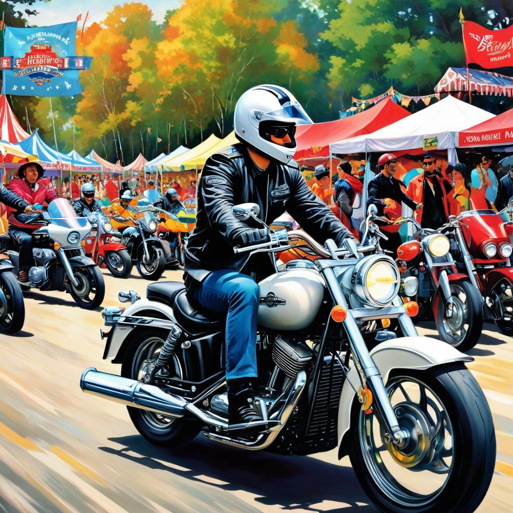  motorcycle carnival, mid autumn poster, award winning, professional, highly detailed, masterpiece