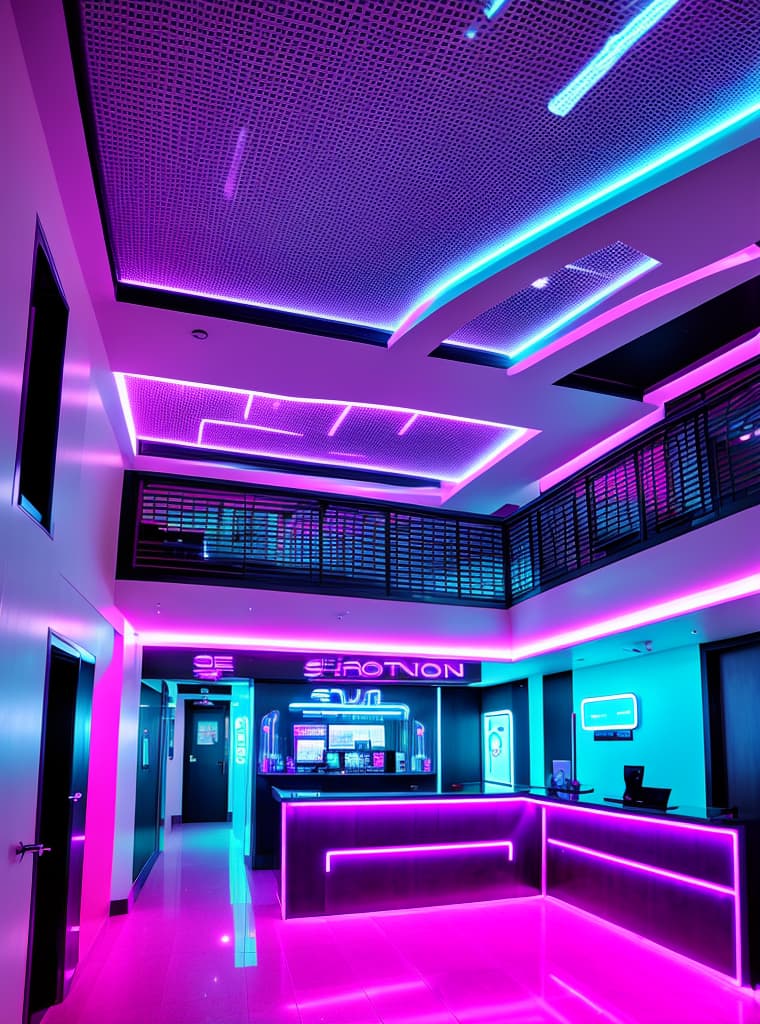  neon futuristic sex hotel lobby