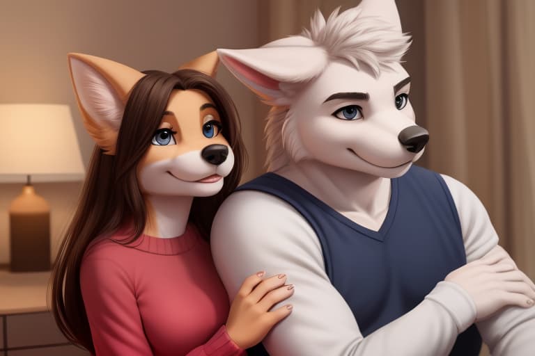  Young anthro pup, father with on , anthro female, , ,anthro male, duo, age difference, , , ing , ing ,, open eyes, digital art, masterpiece, 4k, fine details,