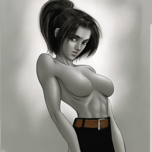  Woman no shirt