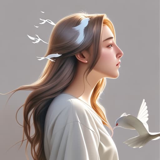  Jesus’ side profile with a dove and with color