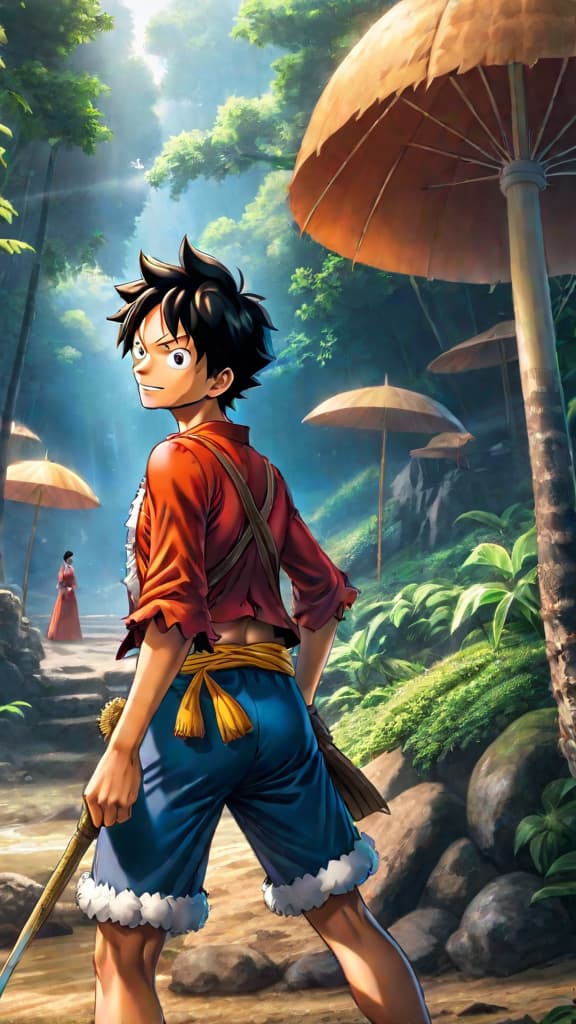  anime art: luffy uncovers the hidden truth threatening the world government's foundation. hyperrealistic, full body, detailed clothing, highly detailed, cinematic lighting, stunningly beautiful, intricate, sharp focus, f/1. 8, 85mm, (centered image composition), (professionally color graded), ((bright soft diffused light)), volumetric fog, trending on instagram, trending on tumblr, HDR 4K, 8K