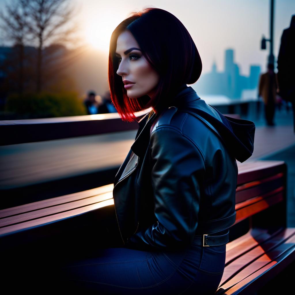  cinematic photo fragile girl sitting on the bench with her back, there's a lot of people in front of her without faces, each of whom's doing their own business, and she's got some unbelievable plugs, scary, dark . 35mm photograph, film, bokeh, professional, 4k, highly detailed hyperrealistic, full body, detailed clothing, highly detailed, cinematic lighting, stunningly beautiful, intricate, sharp focus, f/1. 8, 85mm, (centered image composition), (professionally color graded), ((bright soft diffused light)), volumetric fog, trending on instagram, trending on tumblr, HDR 4K, 8K