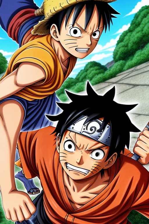  Luffy picture with Naruto