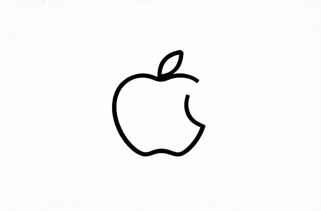  contour, very simple image in one unbroken black ink line, single line of apple, engraving illustration, icon isolated on white background ar 3:2 using a single continuous black line ink brushon white background, drawing should be created without lifting the pen, recognizable features of apple, engraving illustration, icon isolated on white background ar 3:2 in one unbroken line