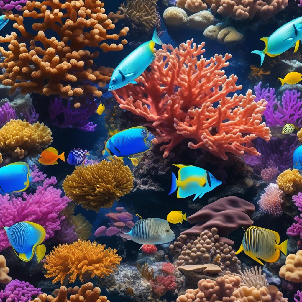  masterpiece, best quality, Most Beautiful in deep sea teeming with vibrant corals, diverse marine life, and enchanting underwater landscapes, full of corals, acrophore, small fishes, anemones, dolphin, various algaes, caves, colorful,all captured in stunning 8k resolution with intricate details.