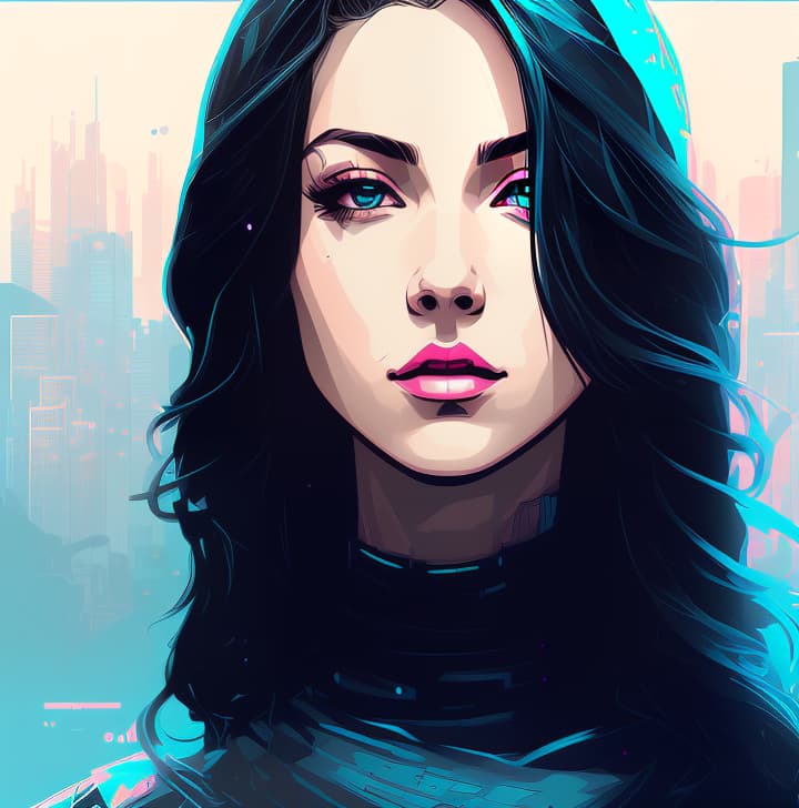 nvinkpunk nvinkpunk snthwve style nvinkpunk, Beautiful woman black wavy hair pale smooth skin superhero , high quality, highly detailed, intricate, sharp focus, (centered image composition), digital painting, concept art, smooth, illustration, 4K, 8K