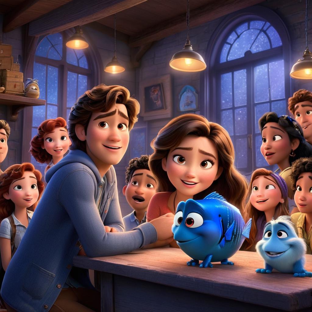  in 3d animated movie style. disney pixar style.