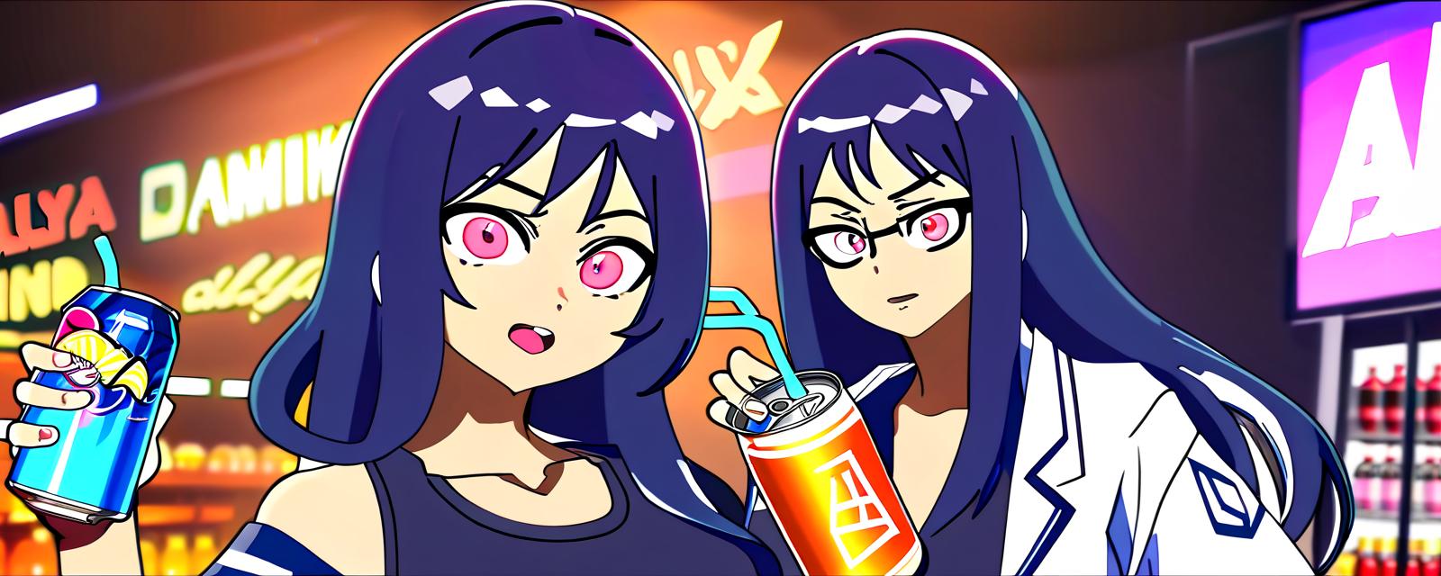  alya from anime drinks energy