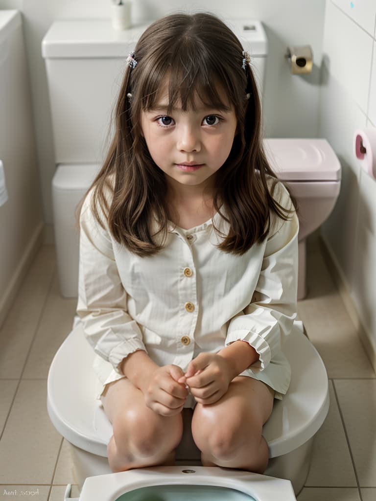  1st grade in elementary school, girl in poo, toilet, masterpiece, best quality,8k,ultra detailed,high resolution,an extremely delicate and beautiful,hyper detail