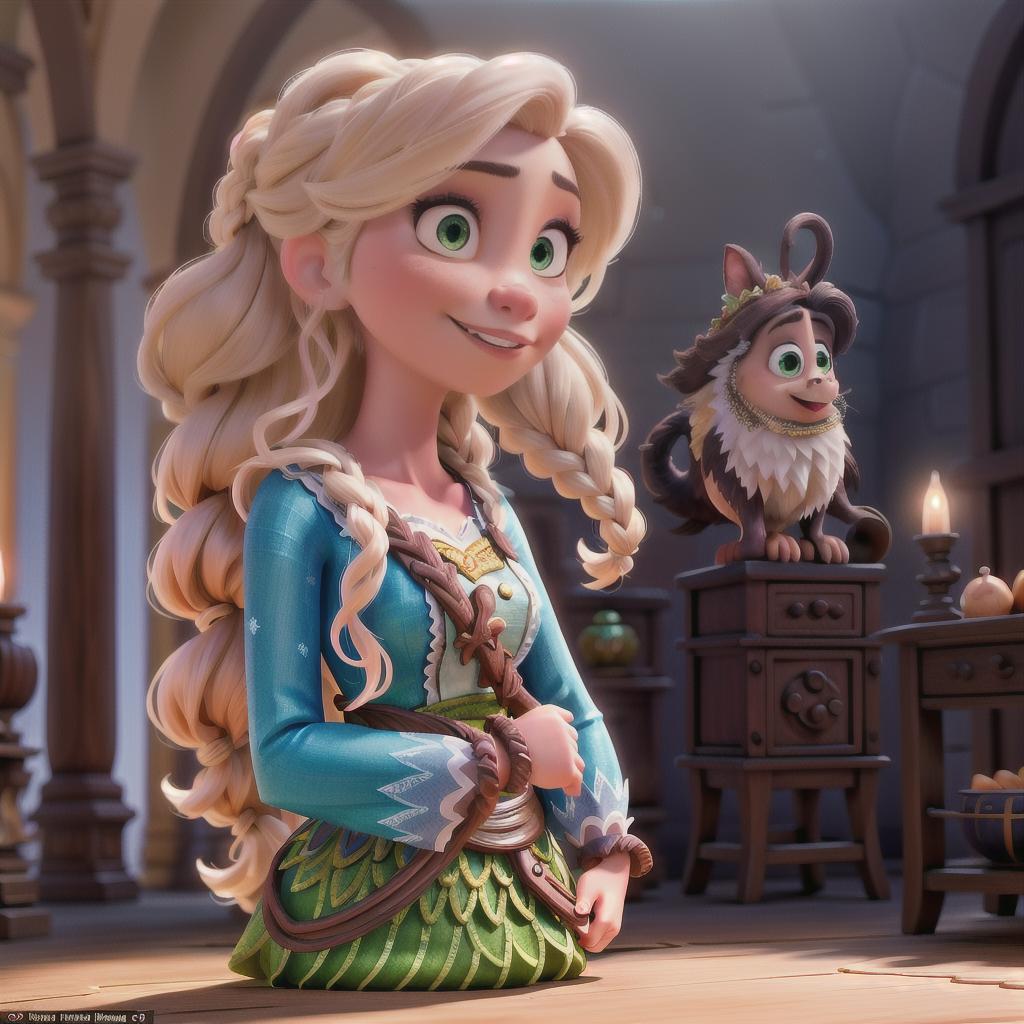  rapunzel, moana, frozen, bell Name Evie hyperrealistic, full body, detailed clothing, highly detailed, cinematic lighting, stunningly beautiful, intricate, sharp focus, f/1. 8, 85mm, (centered image composition), (professionally color graded), ((bright soft diffused light)), volumetric fog, trending on instagram, trending on tumblr, HDR 4K, 8K