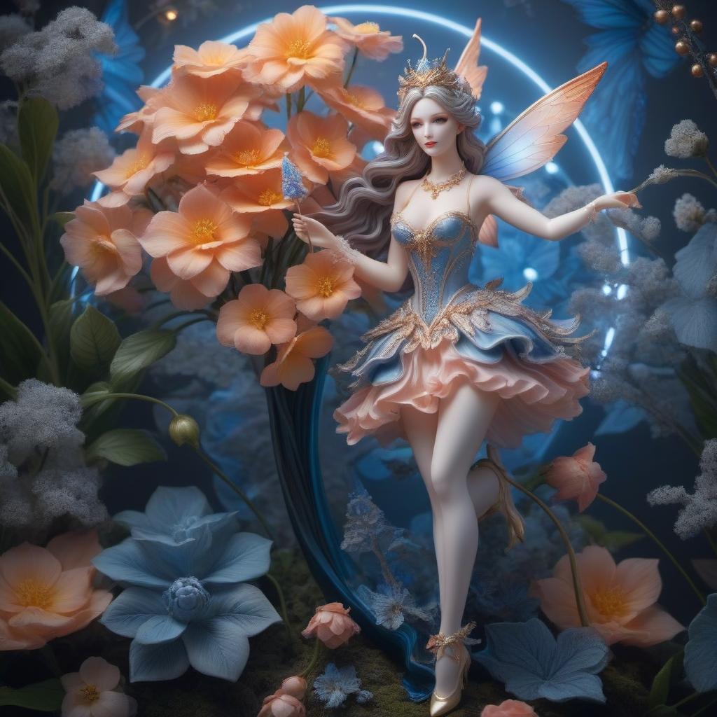  Still life with a beautiful porcelain fairy. hyperrealistic, full body, detailed clothing, highly detailed, cinematic lighting, stunningly beautiful, intricate, sharp focus, f/1. 8, 85mm, (centered image composition), (professionally color graded), ((bright soft diffused light)), volumetric fog, trending on instagram, trending on tumblr, HDR 4K, 8K