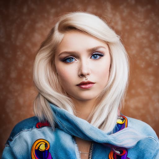 portrait+ style Russian LGBT queer tiktok personality blonde female face