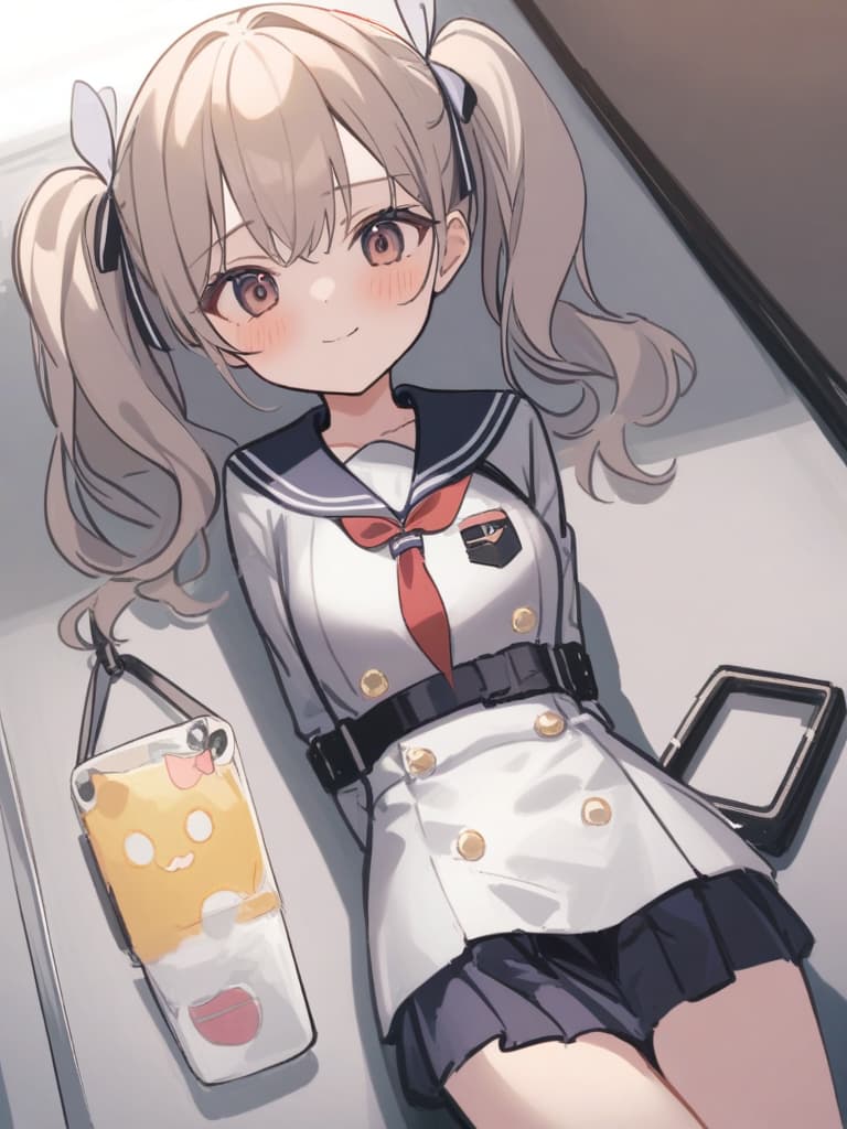  junior high s, sailor uniforms, twin tails, cute smiles, metal chasy band (t type), chasy, chasy, chasy band board, female restraint, inside chasy belt, whole body, clroom, clroom.