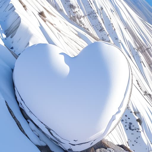  A clean decorated heart on top of a mountain