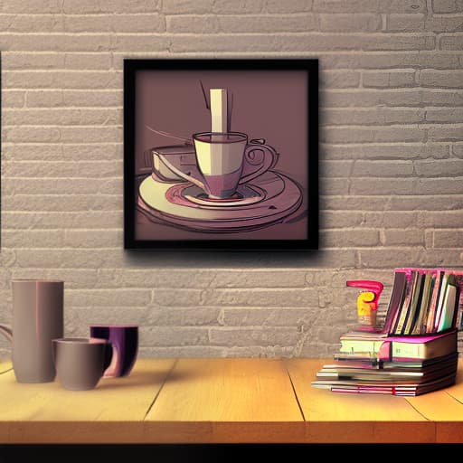 nvinkpunk 2 cute mugs stand on the table, close frame, steam comes from the mugs, the background is blurred, a cozy atmosphere