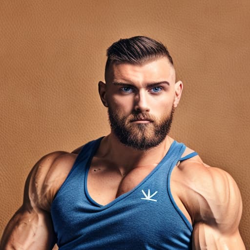 portrait+ style Russian LGBT queer fitness trainer blonde hunk dude face