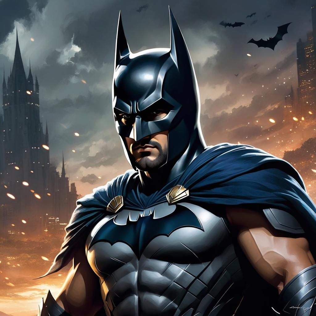  ethereal fantasy concept art of leonidas with a batman suit. magnificent, celestial, ethereal, painterly, epic, majestic, magical, fantasy art, cover art, dreamy