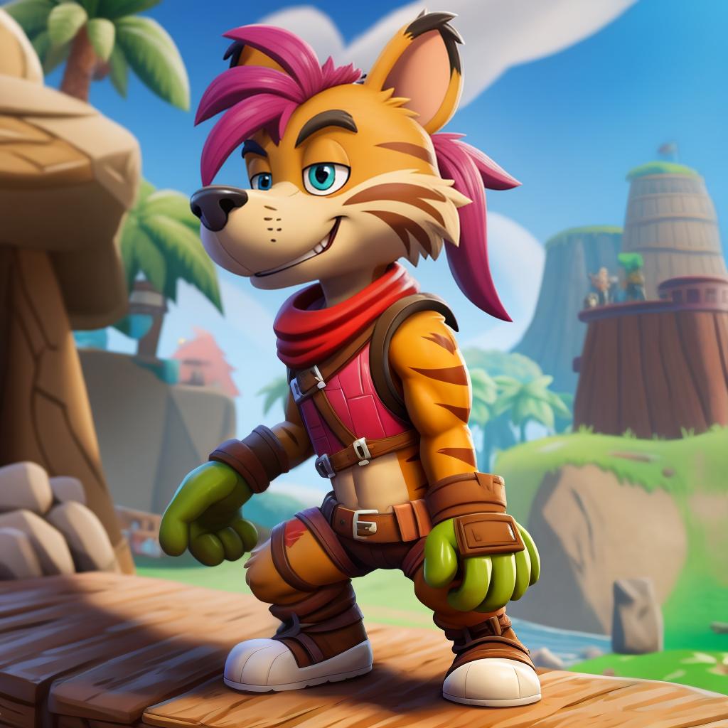  Ty the Tasmanian tiger (fortnite), full body, gloves, gay, open eyes, masterpiece, 4k, fine details,