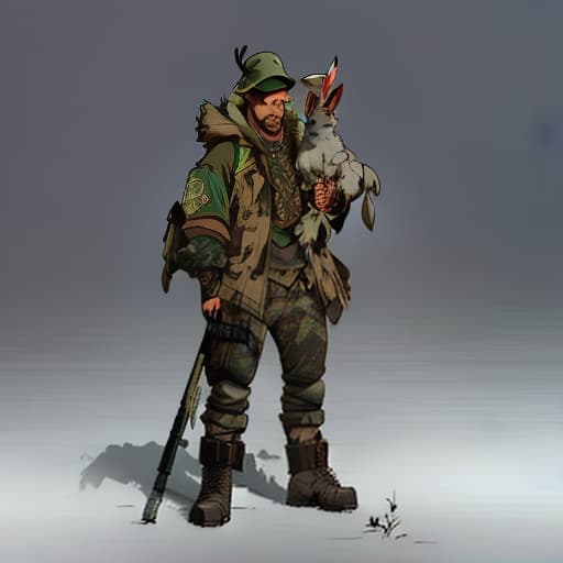  Draw a man post apocalypse., fog, animals, birds, deer, bunny, postapocalyptic, overgrown with plant life and ivy, artgerm, yoshitaka amano, gothic interior, 8k, octane render, unreal engine hyperrealistic, full body, detailed clothing, highly detailed, cinematic lighting, stunningly beautiful, intricate, sharp focus, f/1. 8, 85mm, (centered image composition), (professionally color graded), ((bright soft diffused light)), volumetric fog, trending on instagram, trending on tumblr, HDR 4K, 8K