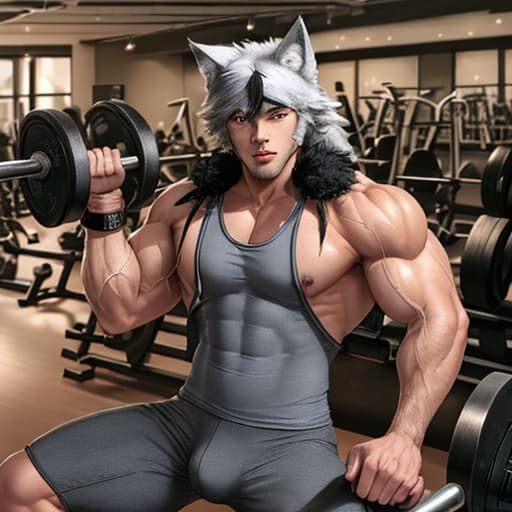   wolf queer muscle hunk dude workout