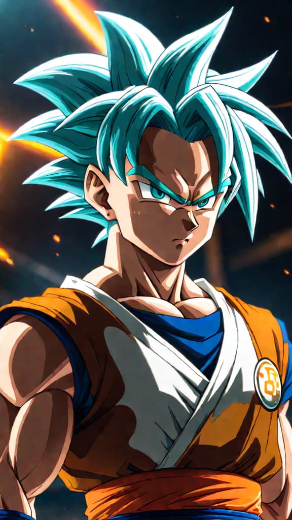  anime art: explore saiyan legends linked to powerful deities in dragon ball z lore. hyperrealistic, full body, detailed clothing, highly detailed, cinematic lighting, stunningly beautiful, intricate, sharp focus, f/1. 8, 85mm, (centered image composition), (professionally color graded), ((bright soft diffused light)), volumetric fog, trending on instagram, trending on tumblr, HDR 4K, 8K