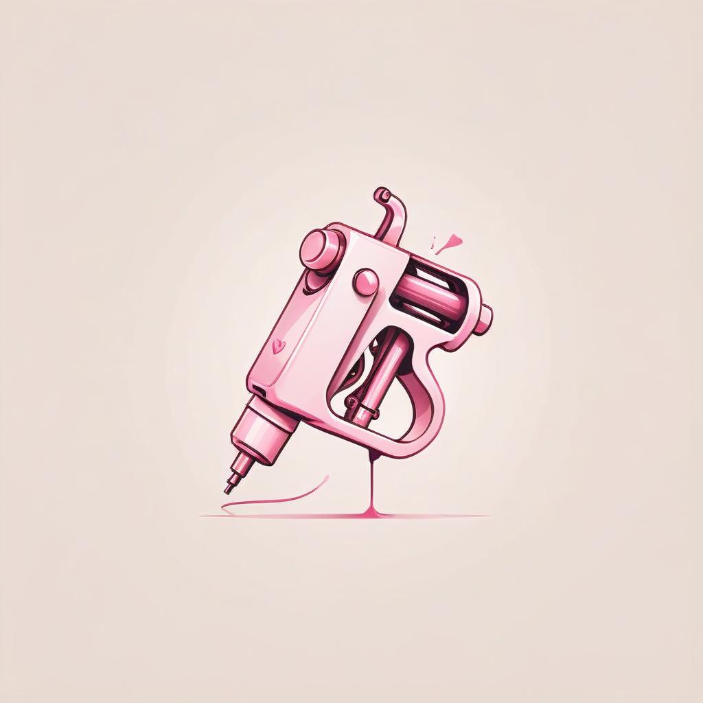  minimalist style draw a pink tattoo machine . simple, clean, uncluttered, modern, elegant, logo