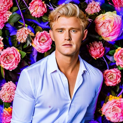 portrait+ style Australian LGBT queer TV actor blonde hunk dude face