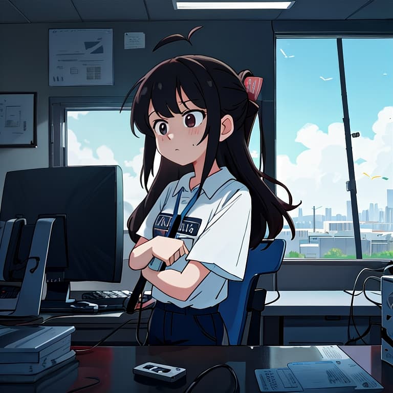  A router complains to an employee: "I can't take it anymore, my signal is terrible! I need an external antenna to perform properly." And the employee replies: "Sorry, I didn't realize how essential the antenna is for you. Let's install it right away so you can have the best possible signal!", (anime:1.15), HQ, Hightly detailed, 4k