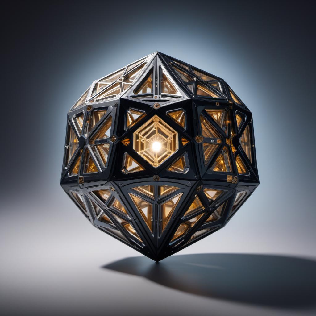  A truncated octahedron structure with edges of 4 feet and dimensions of 11.31 feet in height, width, and depth from all directions. The structure should appear geometric and symmetrical, showcasing its shape clearly. hyperrealistic, full body, detailed clothing, highly detailed, cinematic lighting, stunningly beautiful, intricate, sharp focus, f/1. 8, 85mm, (centered image composition), (professionally color graded), ((bright soft diffused light)), volumetric fog, trending on instagram, trending on tumblr, HDR 4K, 8K