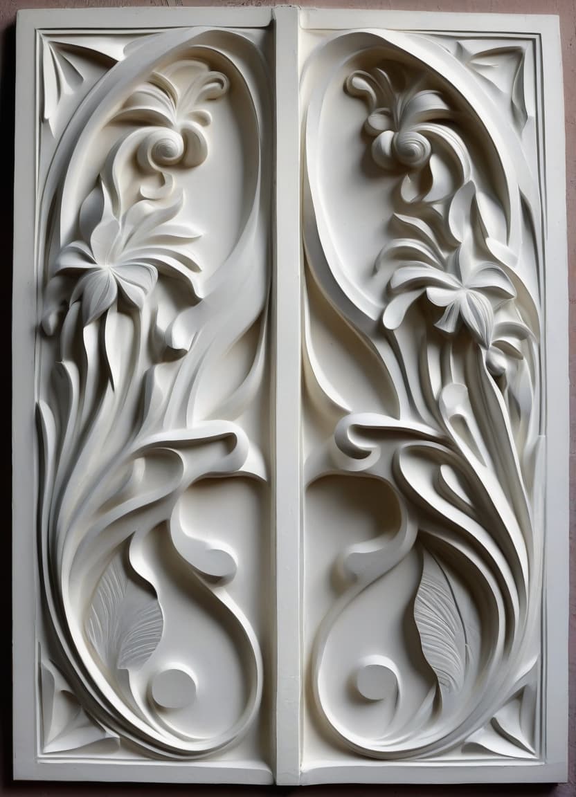  plaster panels unusual objects abstraction art nouveau