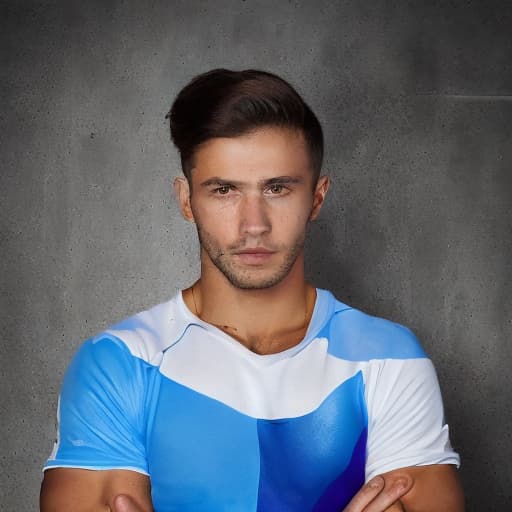 portrait+ style Colombian sport gymnast queer brunette hunk dude face