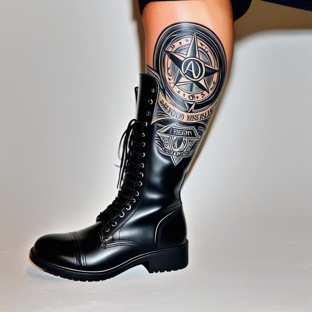  soldier boots however, tags are, (tattoo), (sleeve tattoo design on the arm)