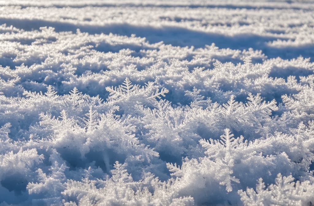  professional detailed photography, snow texture with large clear snowflakes under the rays of the sun ar 3:2, (muted colors, dim colors, soothing tones), (vsco:0.3)