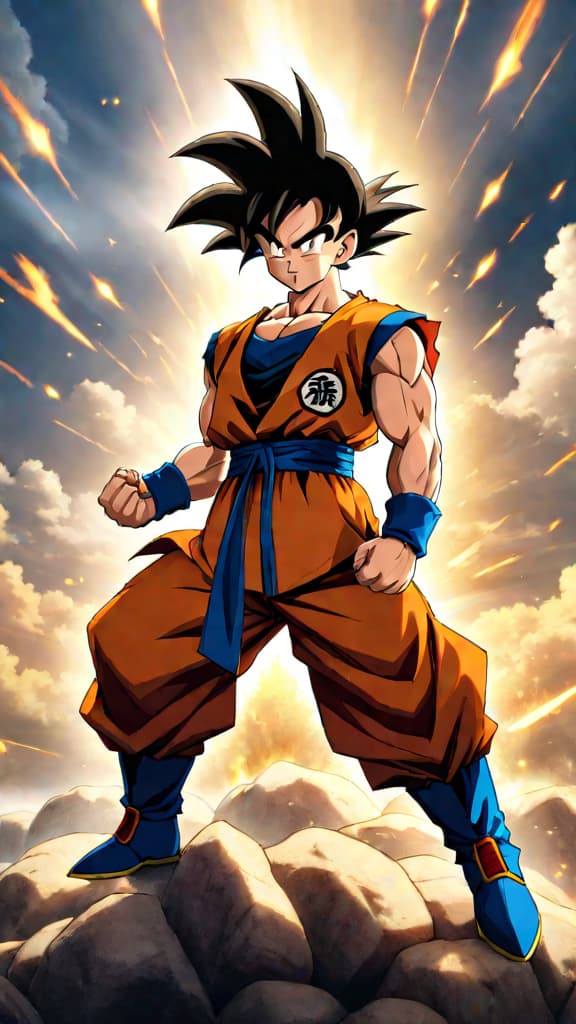  anime art of goten achieving super saiyan at seven, standing out from gohan and future trunks. hyperrealistic, full body, detailed clothing, highly detailed, cinematic lighting, stunningly beautiful, intricate, sharp focus, f/1. 8, 85mm, (centered image composition), (professionally color graded), ((bright soft diffused light)), volumetric fog, trending on instagram, trending on tumblr, HDR 4K, 8K