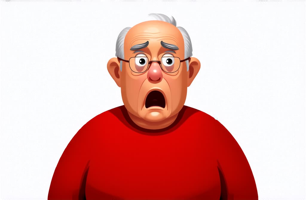  shocked surprised asian senior man isolated on white background, funny cartoon illustration ar 3:2 {prompt}, maximum details