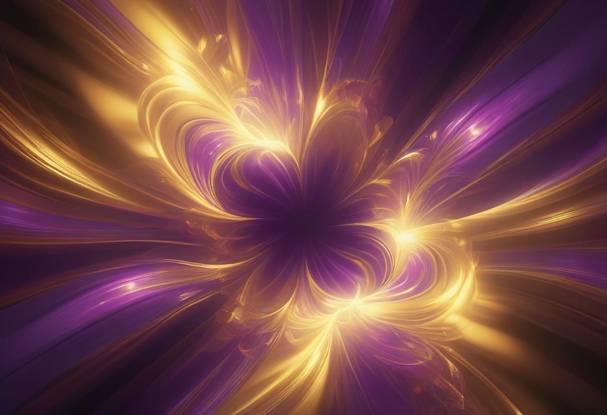  radiant energy background: a glowing background with golden and purple light symbolizing transformation, realistic, psychedelic, vivid colors