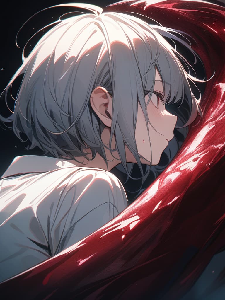  a girl with a rose of one wheel, cool, short hair, blood like blood, blood like blood, painful, girl, kiss, masterpiece, best quality,8k,ultra detailed,high resolution,an extremely delicate and beautiful,hyper detail