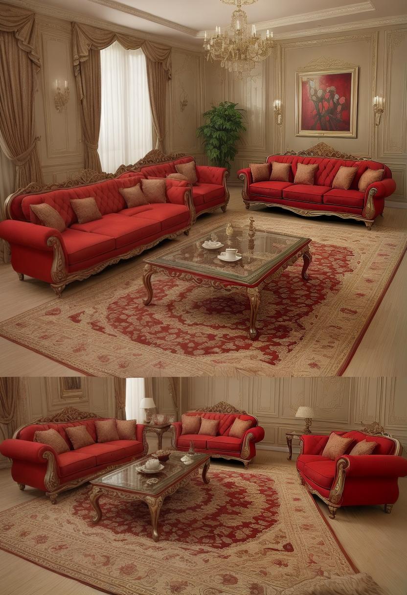  Gathering sofa having red colour in a drawing room,and an beautiful aquariem present beind that sofa in that drwing room, and a sqare shape tea tabel on the brown carpet infront of that sofa also there