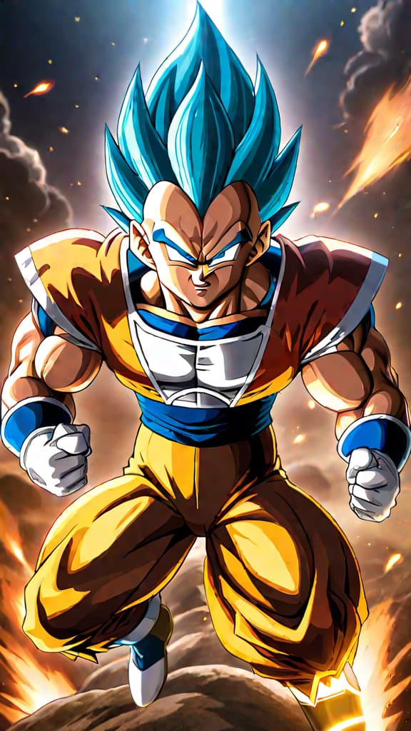  anime art of vegeta from dragon ball depicting the brutal history of planet vegeta and his saiyan pride. hyperrealistic, full body, detailed clothing, highly detailed, cinematic lighting, stunningly beautiful, intricate, sharp focus, f/1. 8, 85mm, (centered image composition), (professionally color graded), ((bright soft diffused light)), volumetric fog, trending on instagram, trending on tumblr, HDR 4K, 8K