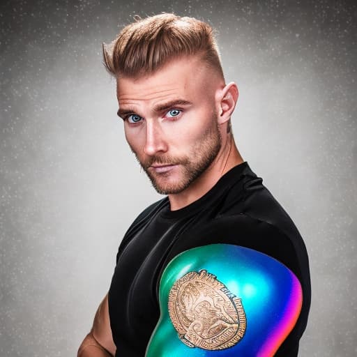 portrait+ style Russian LGBT queer fitness trainer blonde hunk dilf dude face